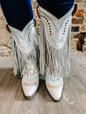 White Fringe Western Boots