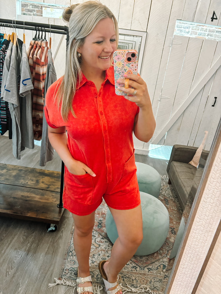 The Marlie Romper-Red