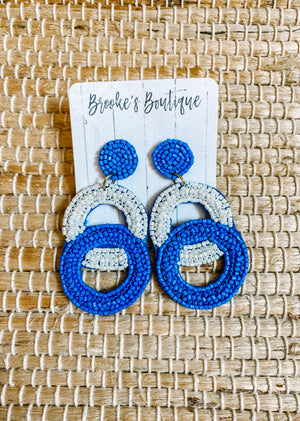 White And Blue Earrings