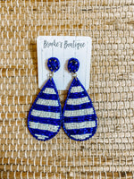 Blue And White Stripe Earrings