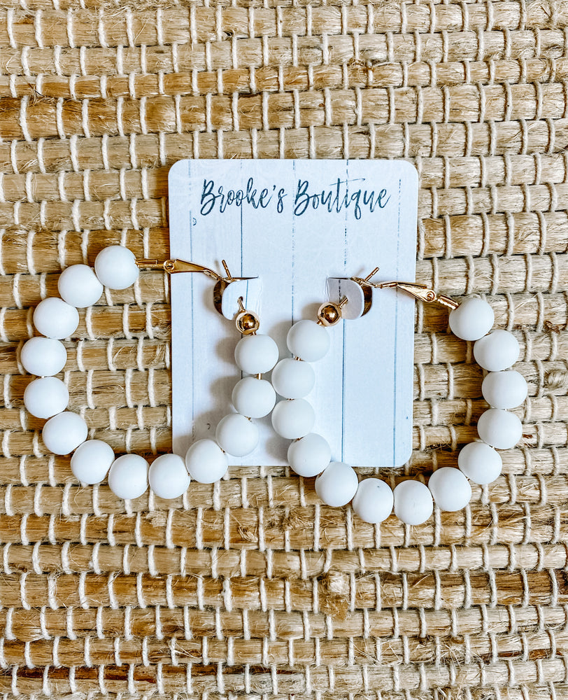 
            
                Load image into Gallery viewer, White Beaded Hoops
            
        
