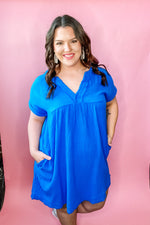 Go With The Flow Dress-Ocean Blue