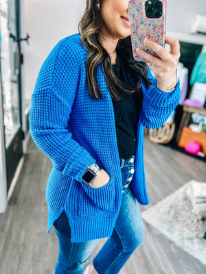 
            
                Load image into Gallery viewer, Autumn Days Cardigan-Ocean Blue
            
        