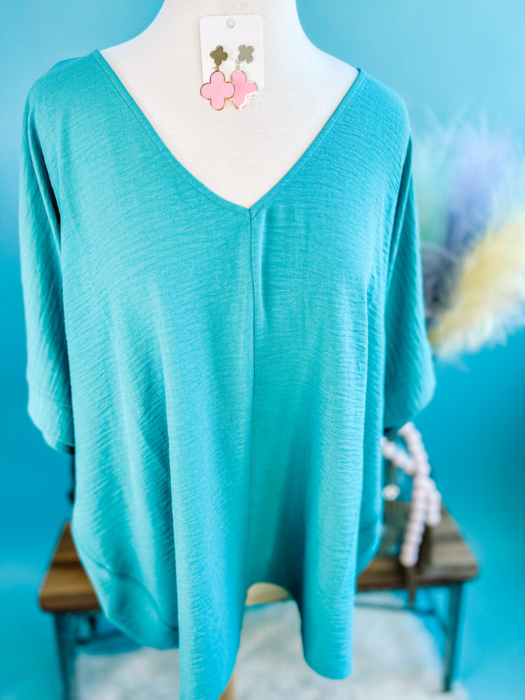 Fly With Me Top-Teal-Curvy