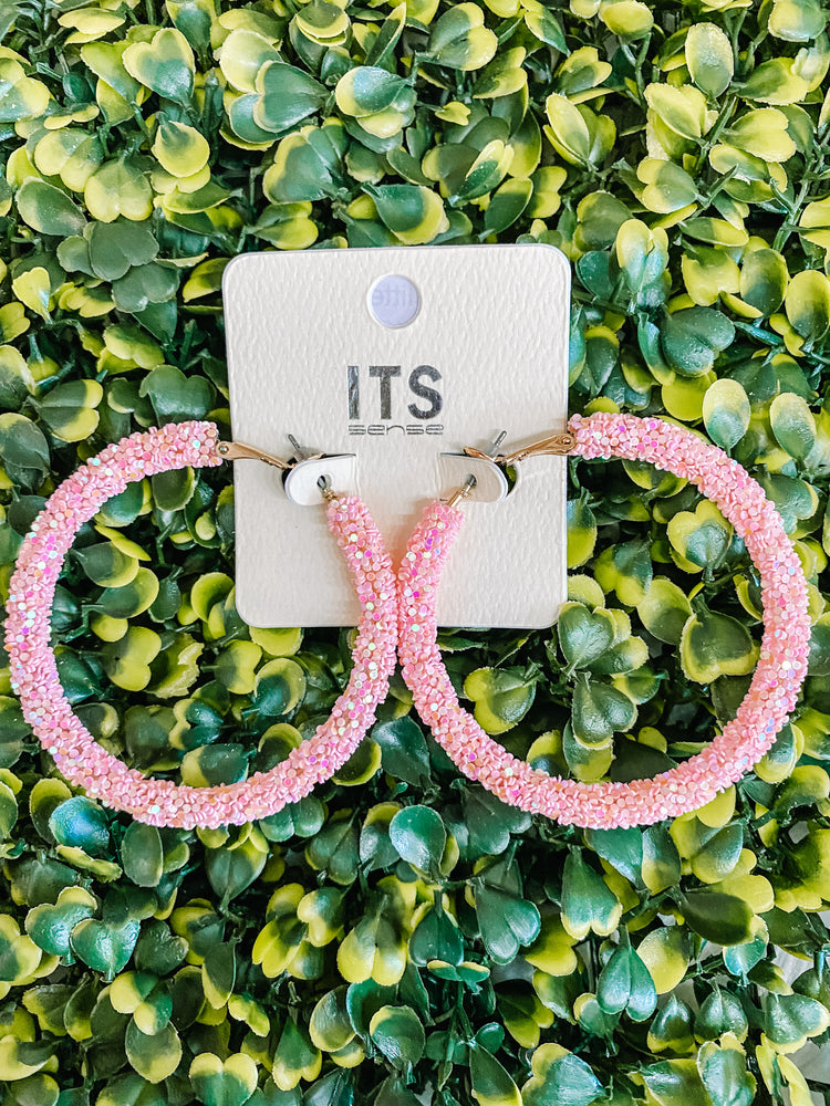 
            
                Load image into Gallery viewer, Pink Glitter Hoops
            
        