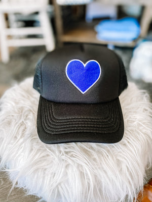 Black/Blue Heart Hat